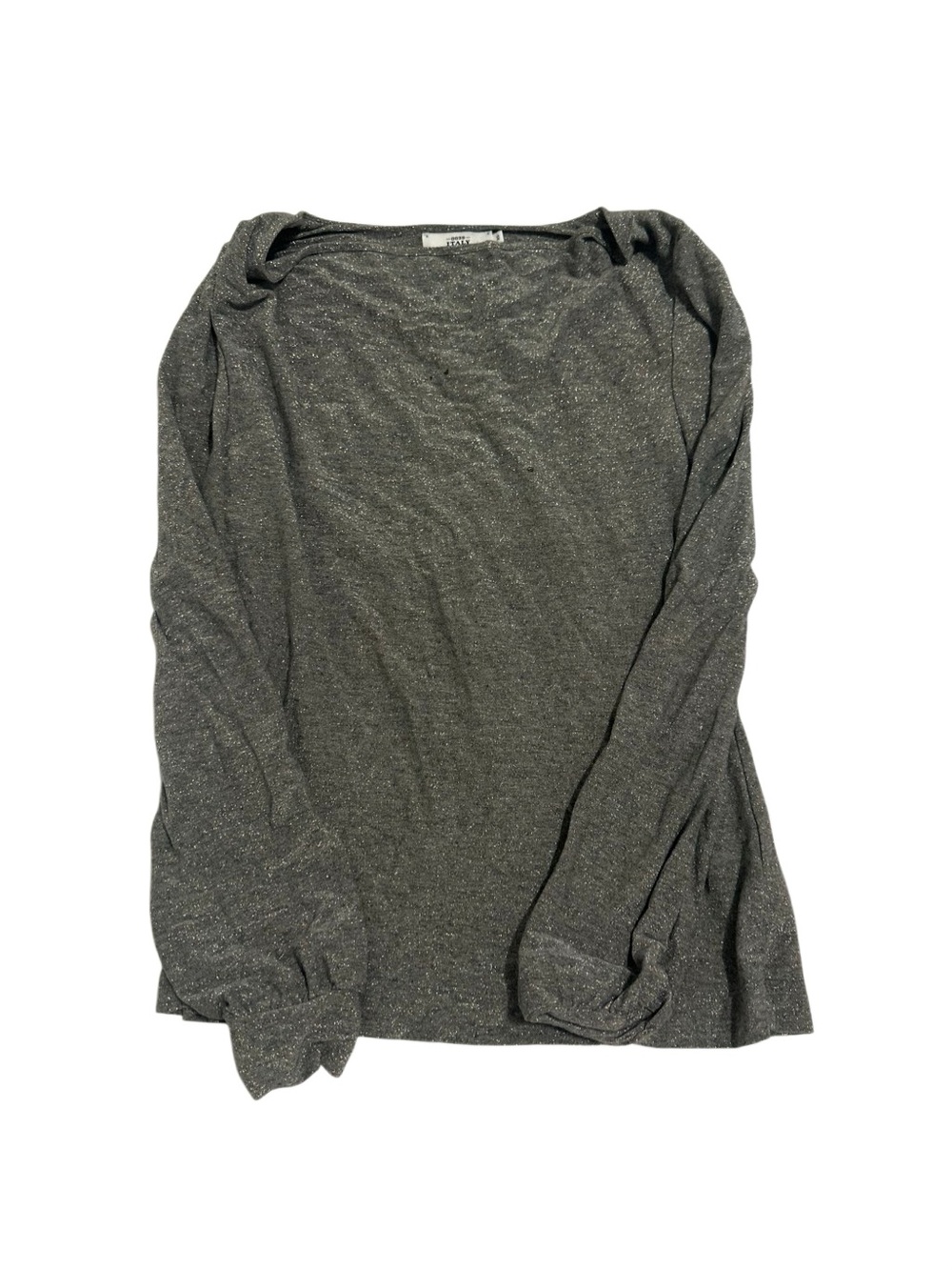 Shimmer Boatneck Long Sleeve Top - Gray